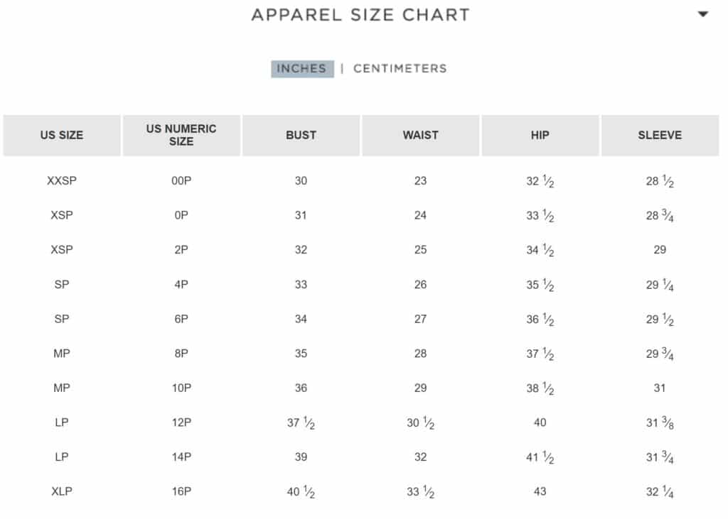 ralph lauren joggers size guide