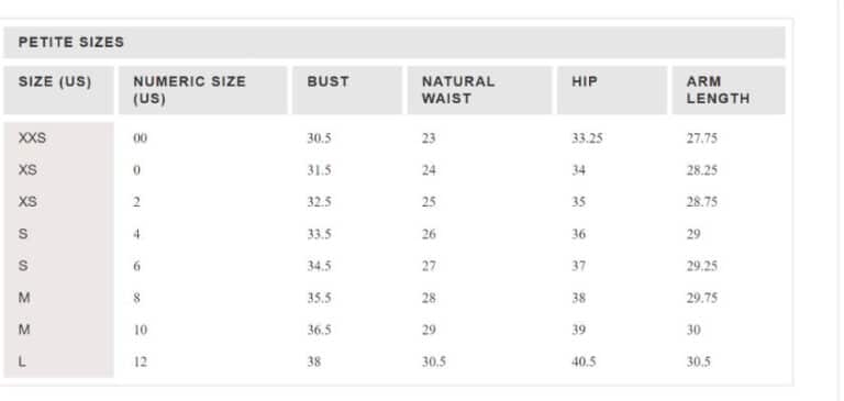 jcrew size chart