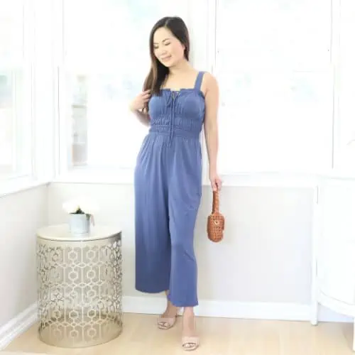 Petite Sequin Flared Sleeve Wide Leg Jumpsuit