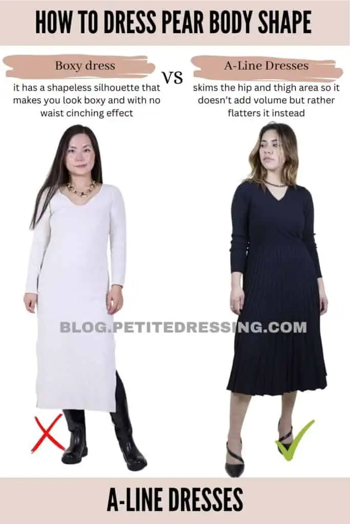 Dress for hotsell pear body type