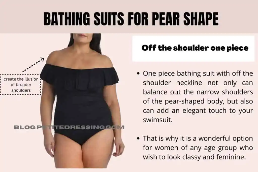 The Complete Swimsuit Guide for the Pear Body Shape-Off the shoulder one piece