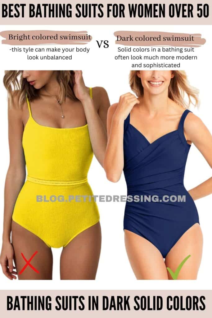 Bathing suits in dark solid colors