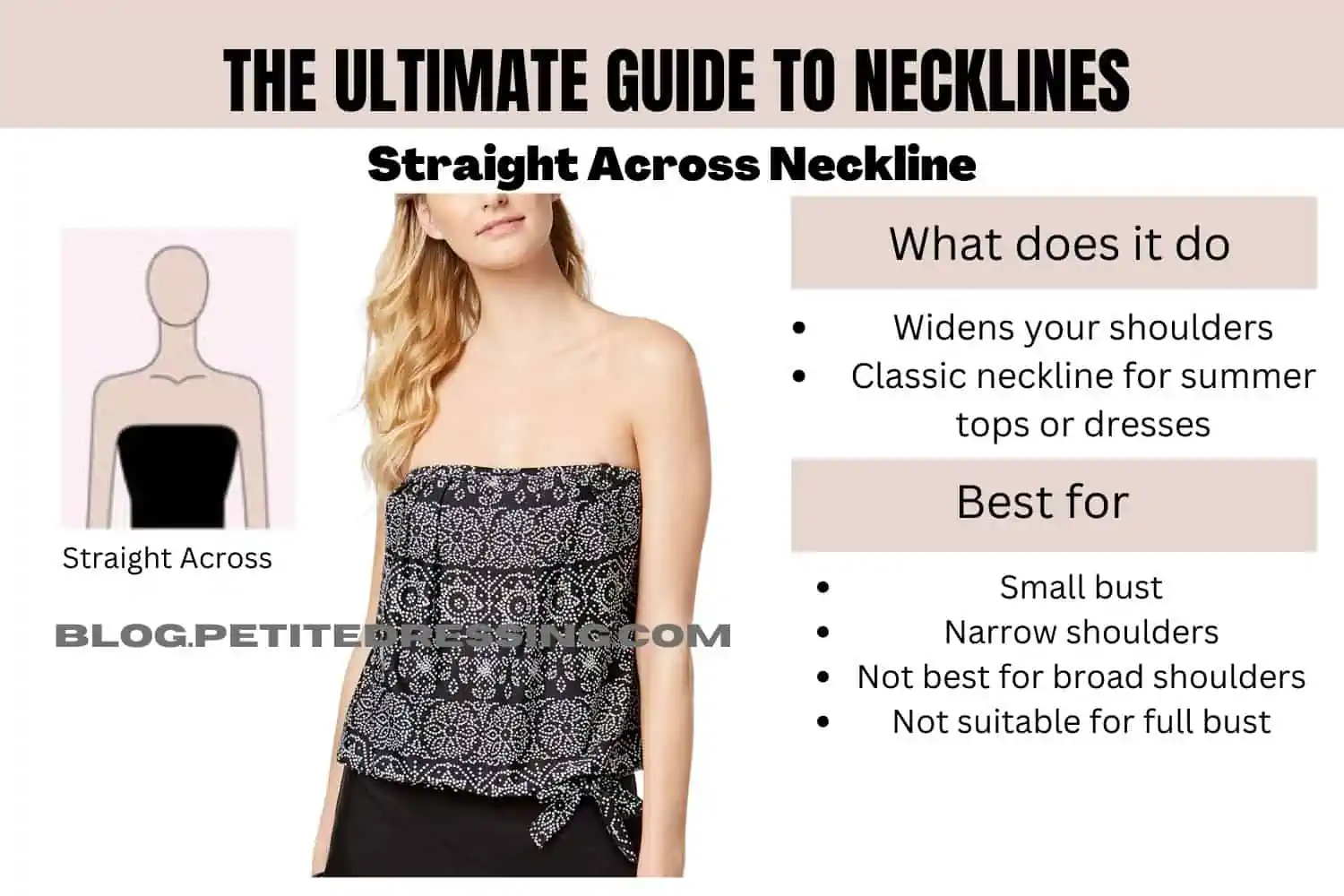 A square neckline is ideal for those with broad shoulders as it