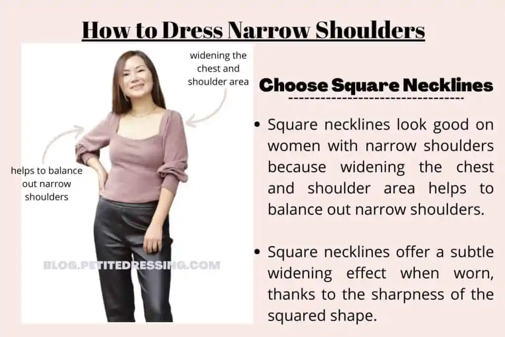 16 Ways to Dress Narrow Shoulders-Choose Square Necklines