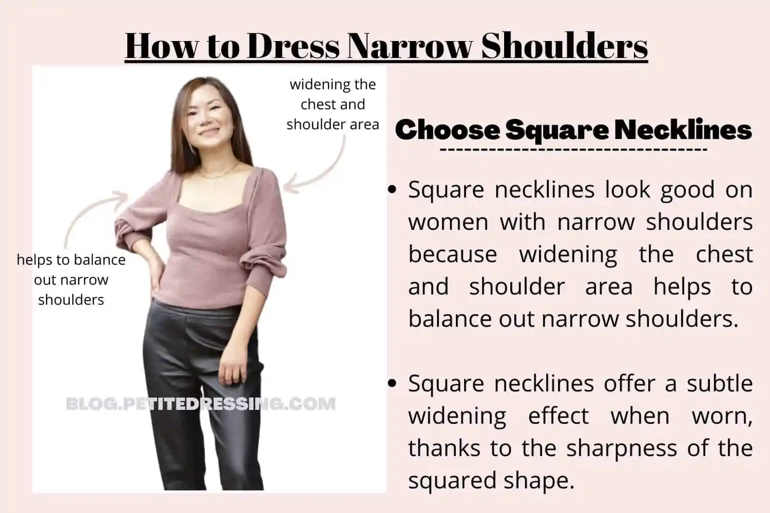 The Comprehensive Styling Guide for Narrow Shoulders - Petite Dressing