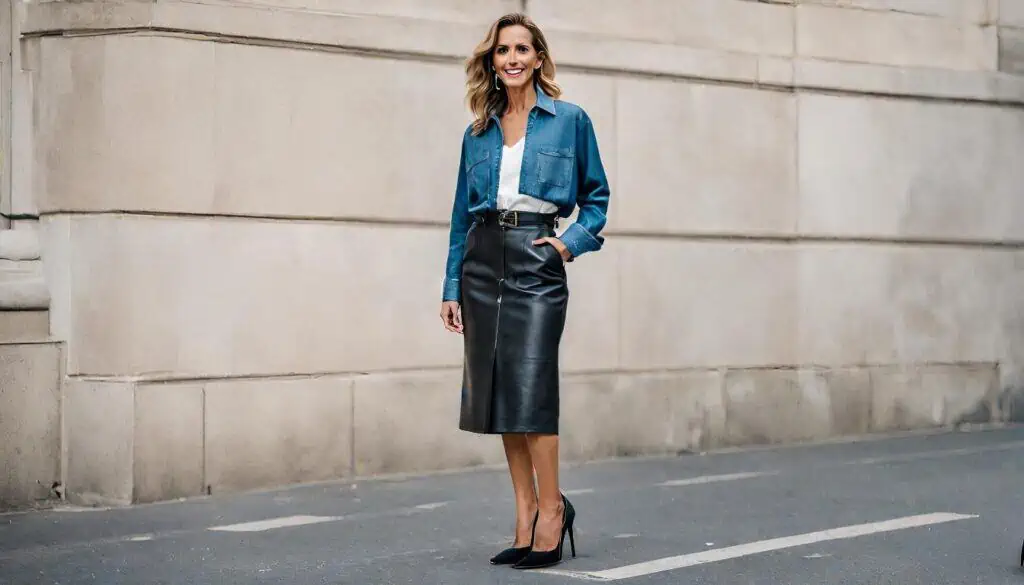 30 Stylish Ways to Rock Your Leather Skirt in 2024_23