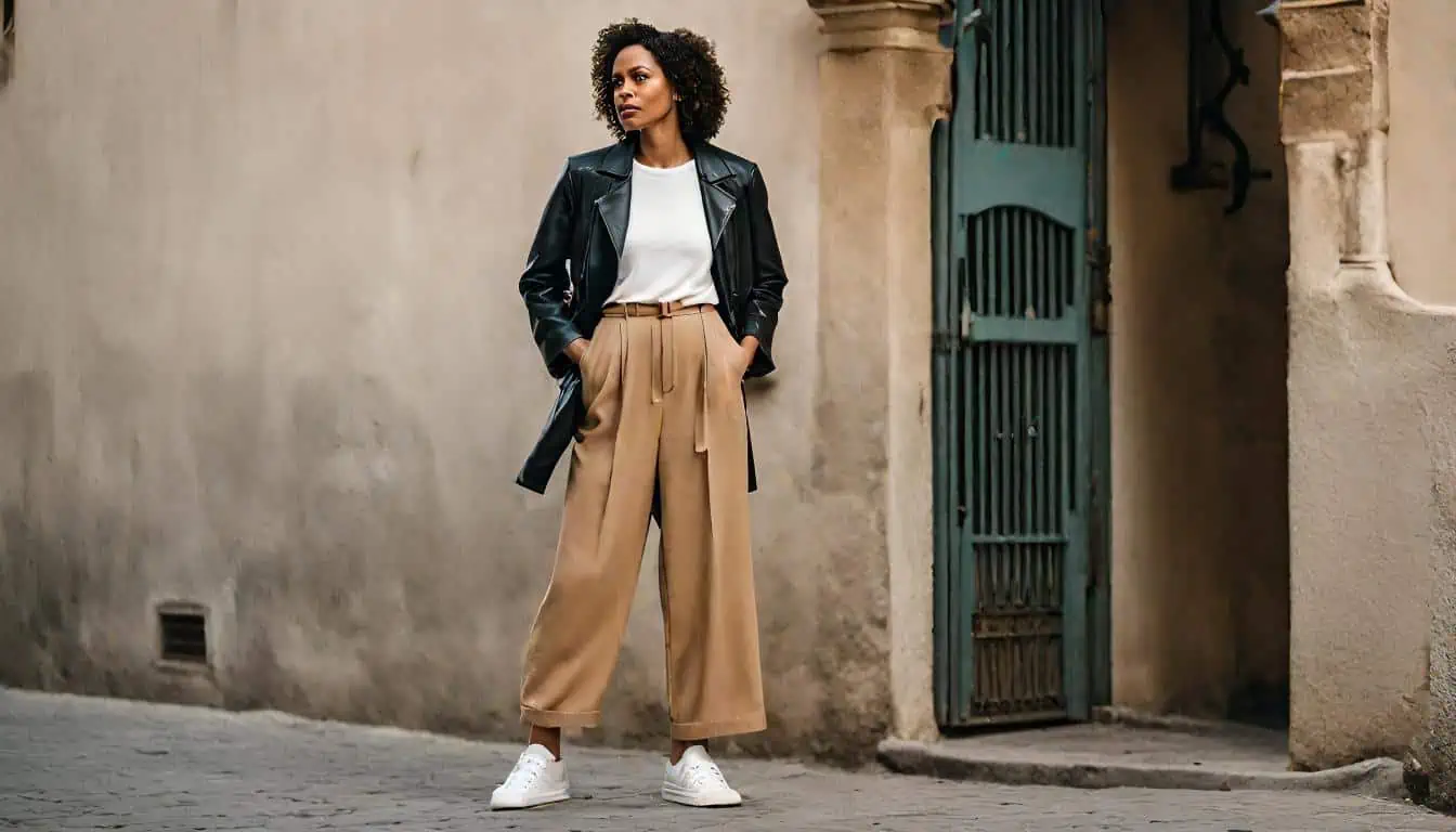 Monochromatic Work Outfit: Petite Black Wide Leg Trouser Pants | Black wide  leg trousers outfit, Wide leg trousers outfit, Wide leg pants outfit work