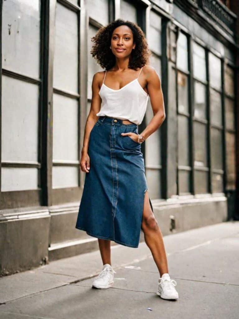 Denim skirt with cami