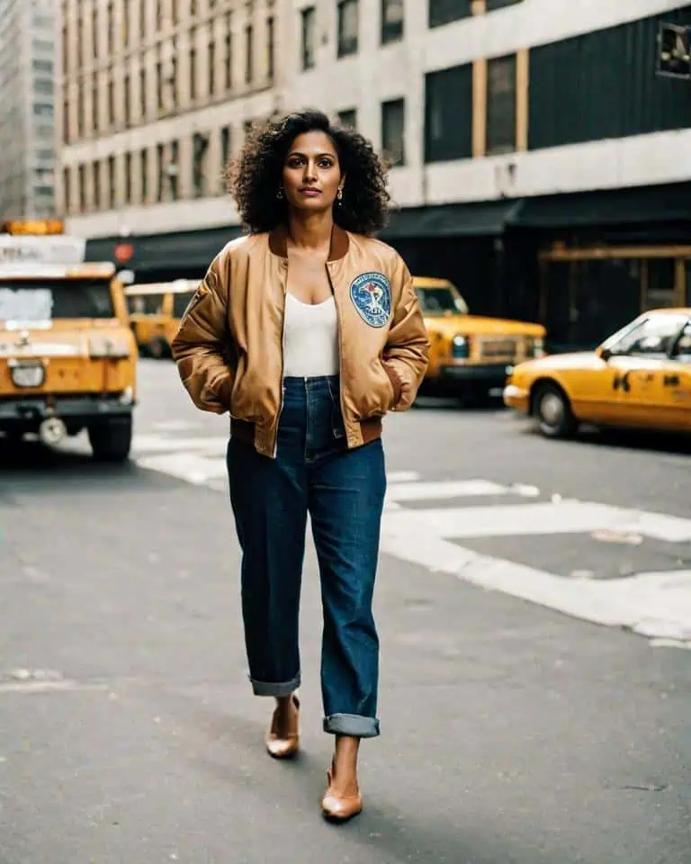 Mom jeans outfits- bomber jacket