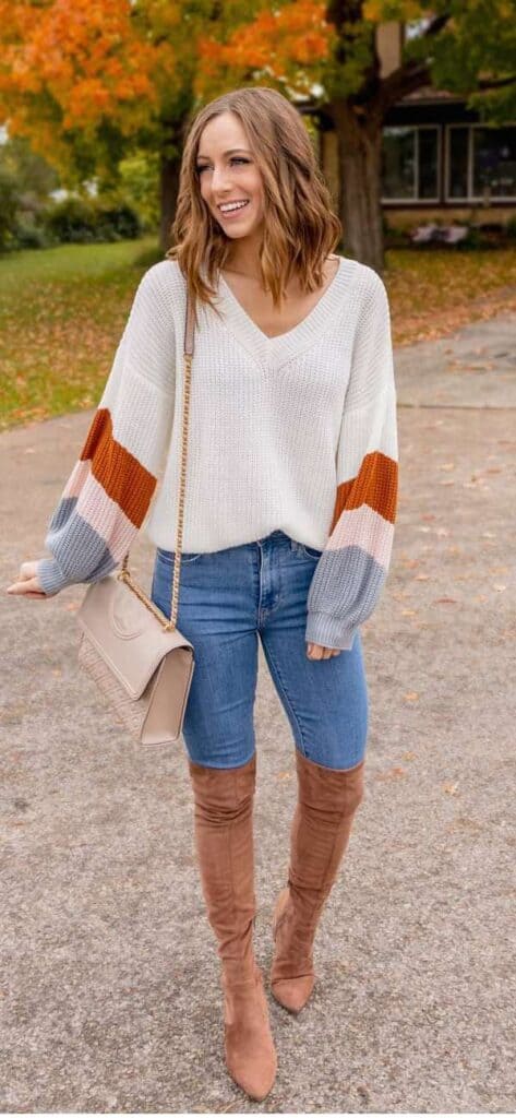 tan thigh high boots outfit