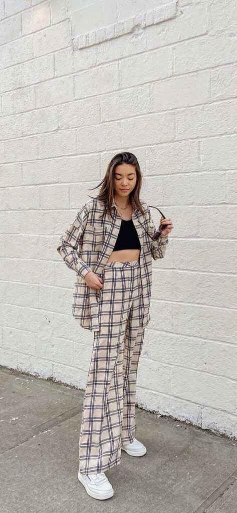 casual ways to wear plaid pants