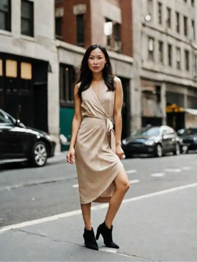 ankle boots outfit-wrap dresses