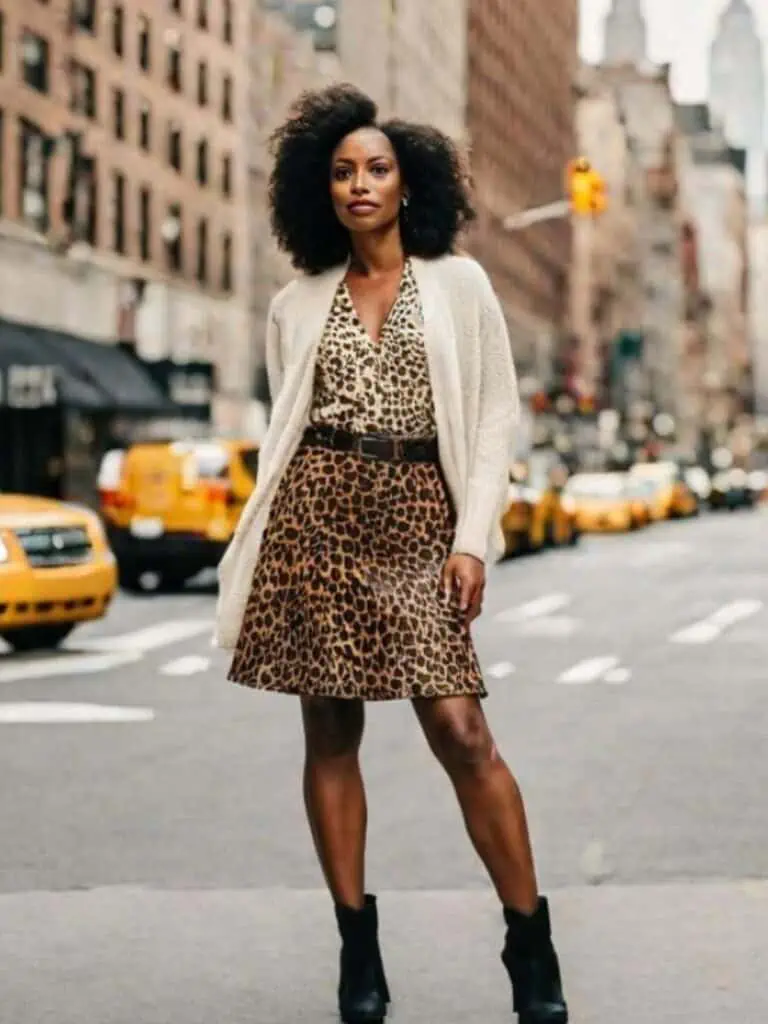 cardigan with leopard skirt