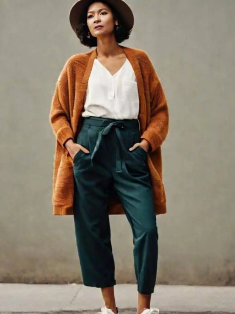 cardigan with utility pants