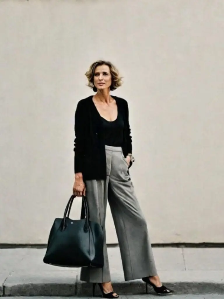 cardigan with wide leg pants