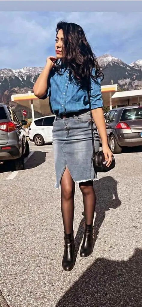 New Trend Long Denim Skirt Outfits. How to Wear Maxi-Midi Denim Skirt and  Inspiration Ideas. - YouTube