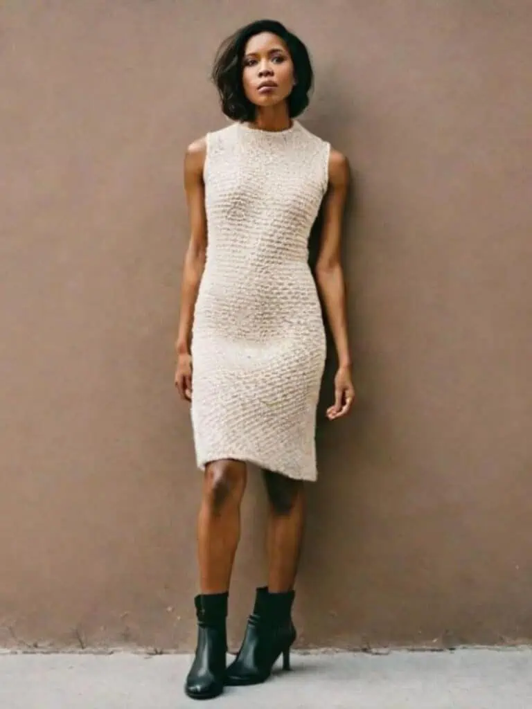 how to wear ankle boots-boucle dress