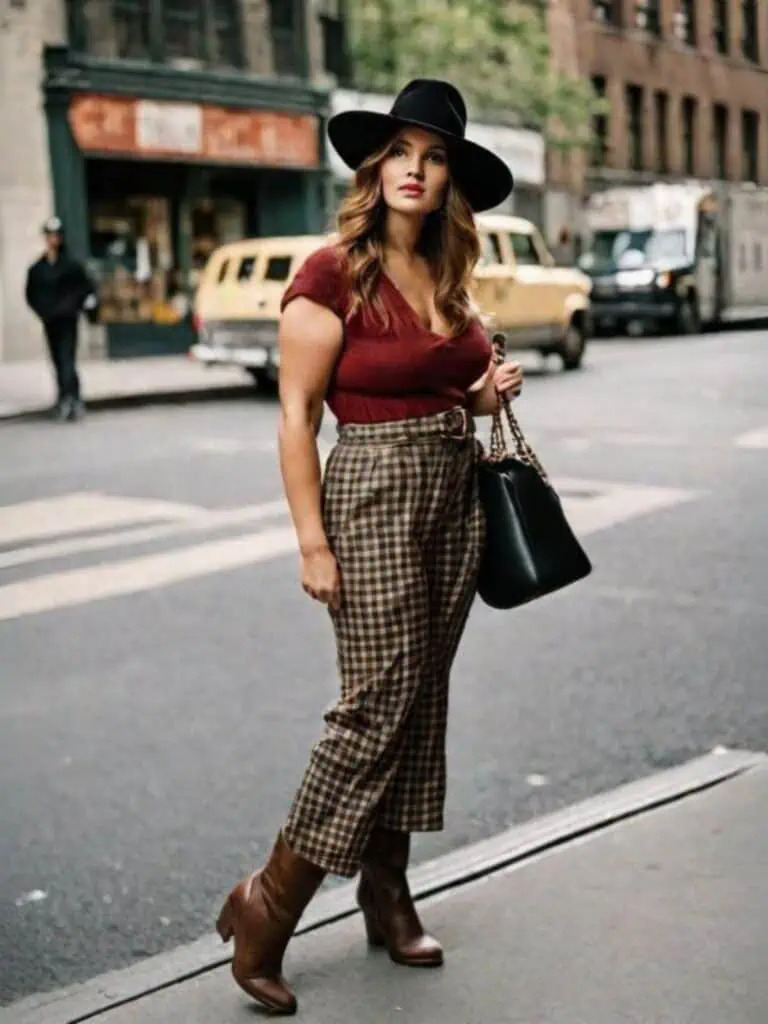 how to wear ankle boots-plaid pants