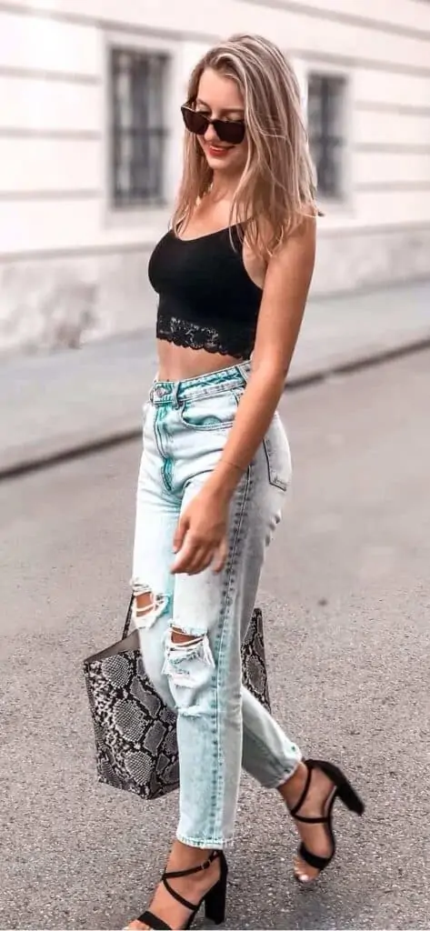Ripped Pocket Side Utility Jeans  Girls jeans outfit, Ripped jeans outfit,  Fashion pants