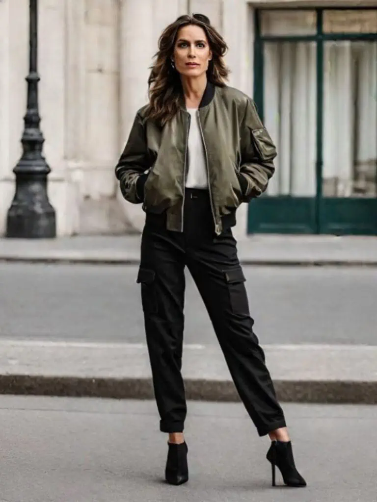 what to wear with ankle boots-bomber jacket
