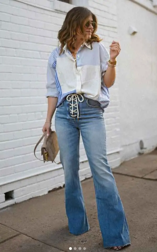 best outfits for flare leg jeans