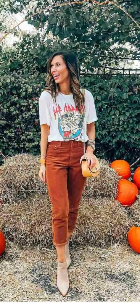 Ribcage Rust Orange Wide Wale Corduroy WideLeg Pants  Clothes Corduroy  pants outfit Wide leg pants