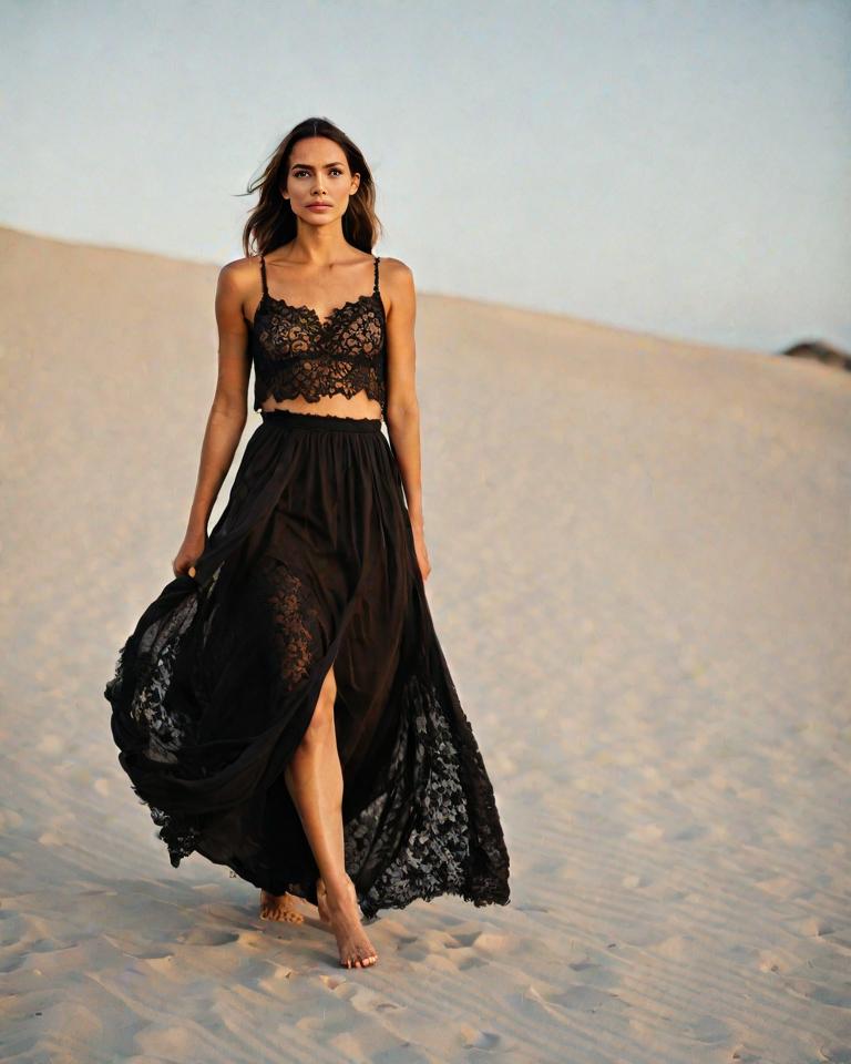 lace tops with maxi skirt