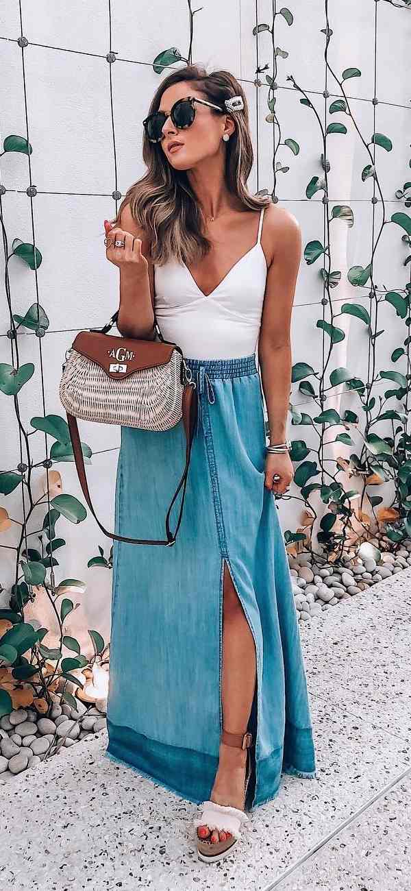 what type of shirt to wear with maxi skirt