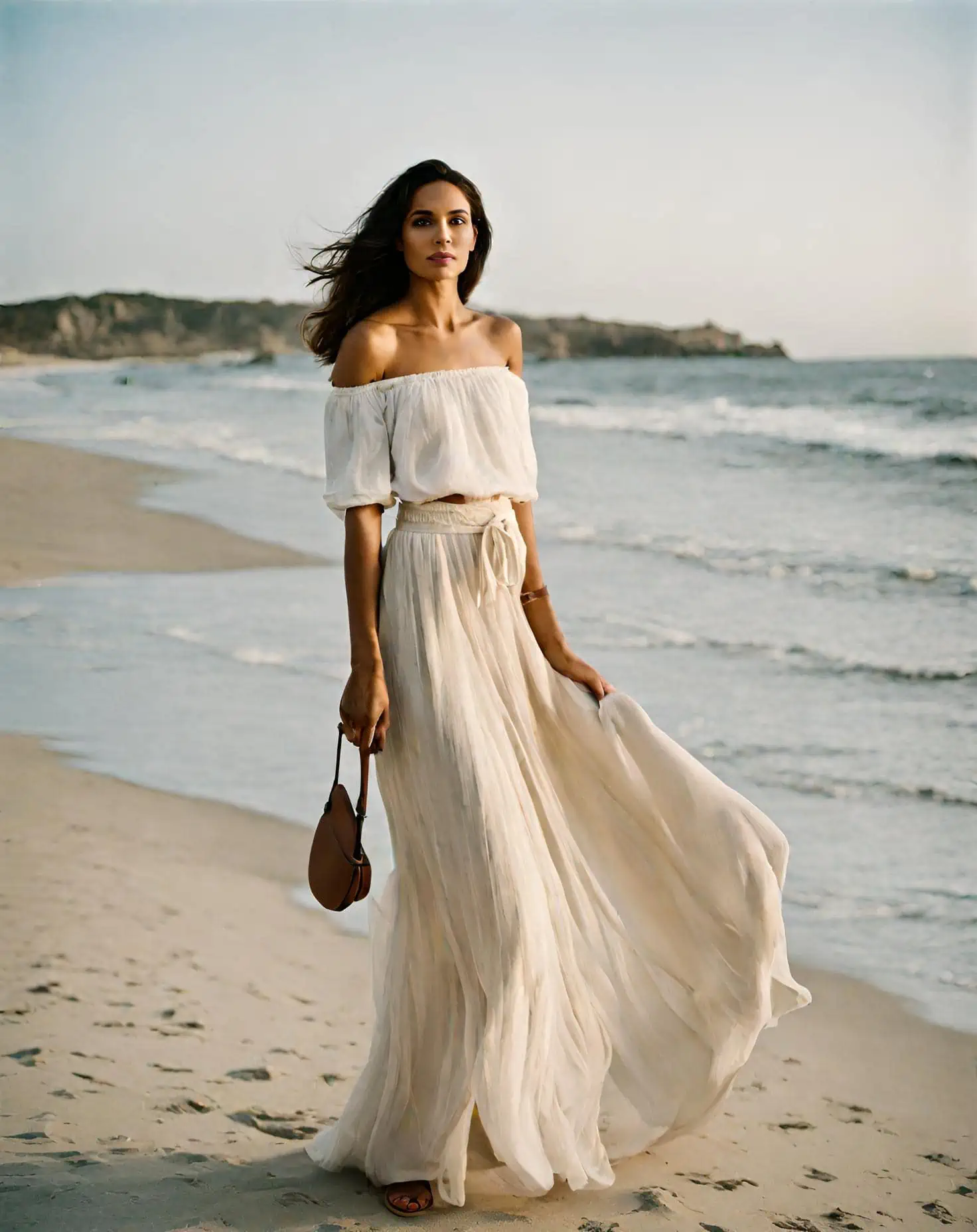 Plus Size Ivory Long Sleeve Blouse & Midi Skirt Bridal Set – Unique Vintage