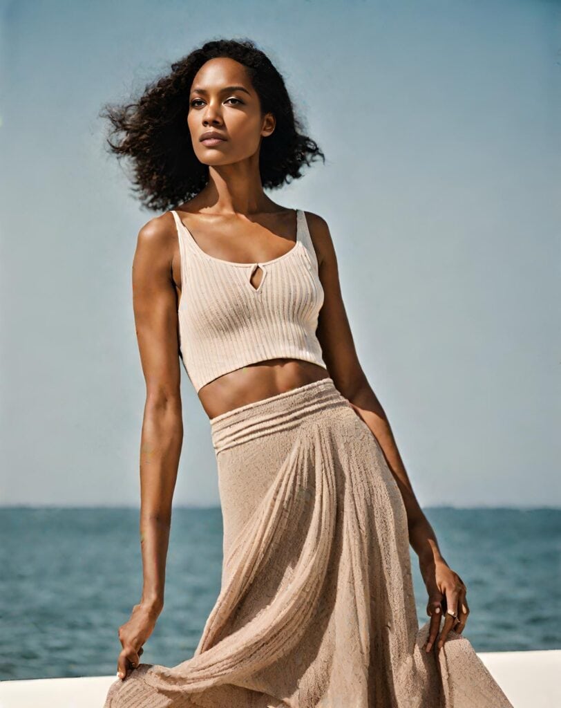 maxi skirt with knit top