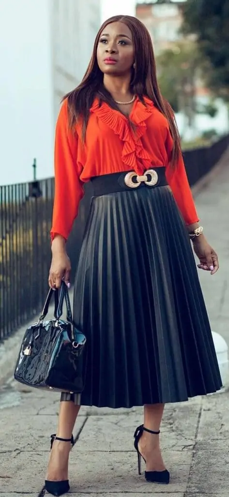 knee length black wool skirt, pleated circle skirt 1992# – XiaoLizi-seedfund.vn