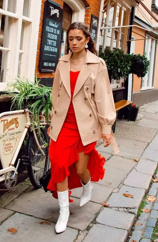 Long red dress on sale coat