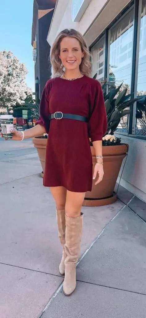 Red dress tan store shoes