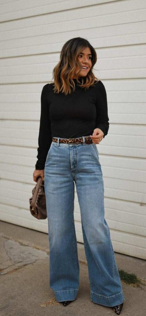What to wear with wide-leg jeans