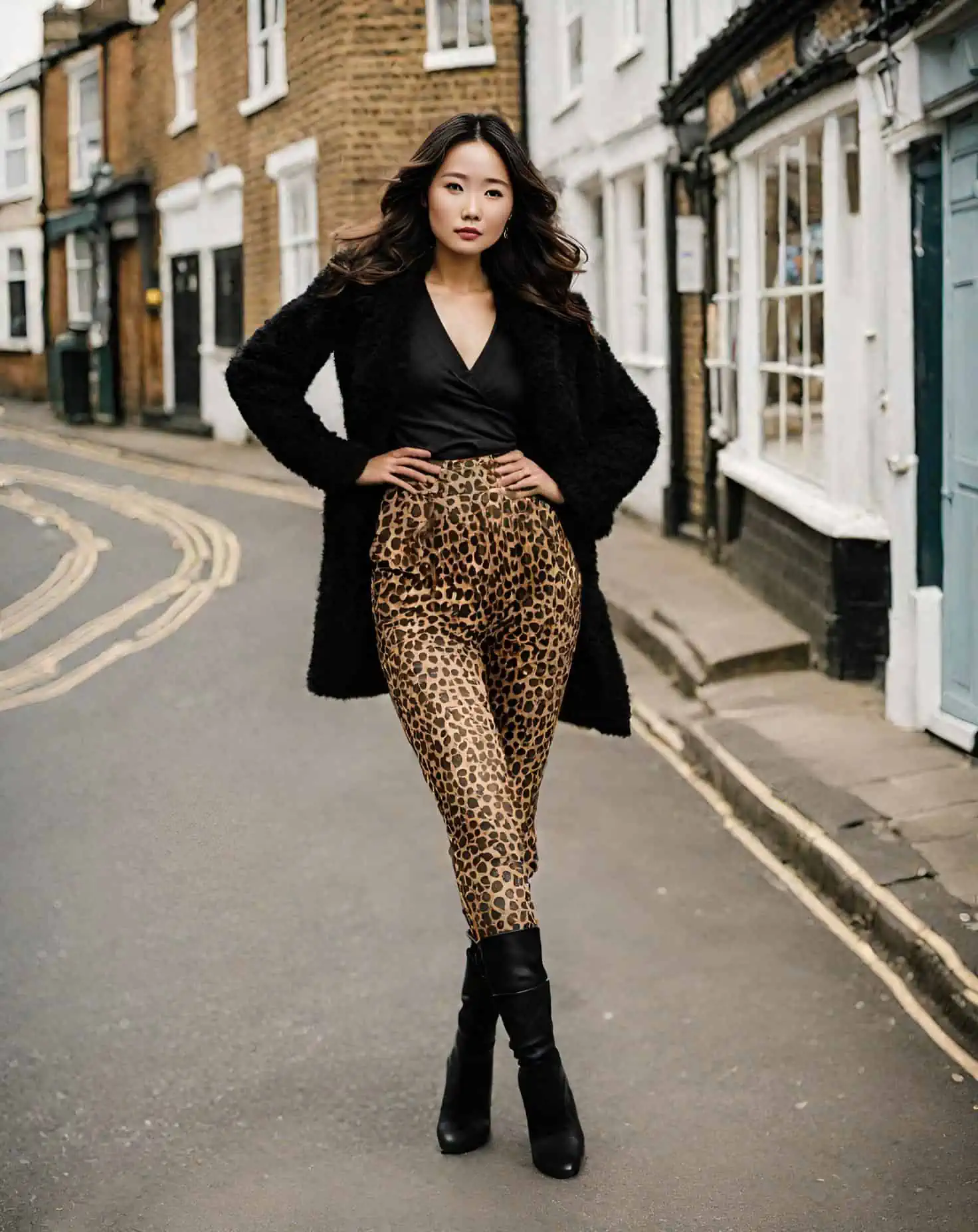 https://blog.petitedressing.com/wp-content/uploads/2021/01/Leopard-pants-with-a-black-wrapped-top-layered-with-black-cardigan.webp