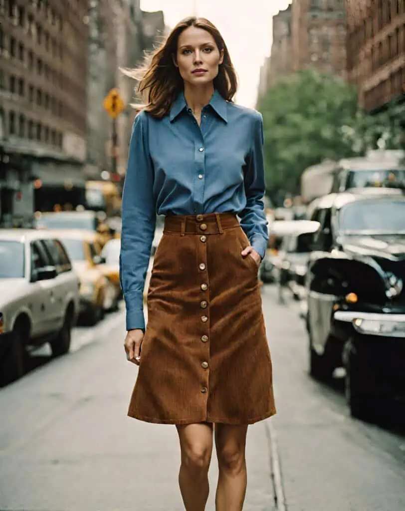 Corduroy skirt-With a button-down