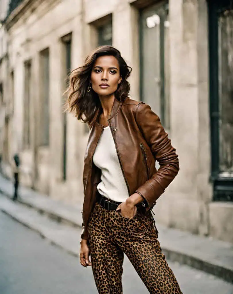 Leather pants With a brown leather jacket