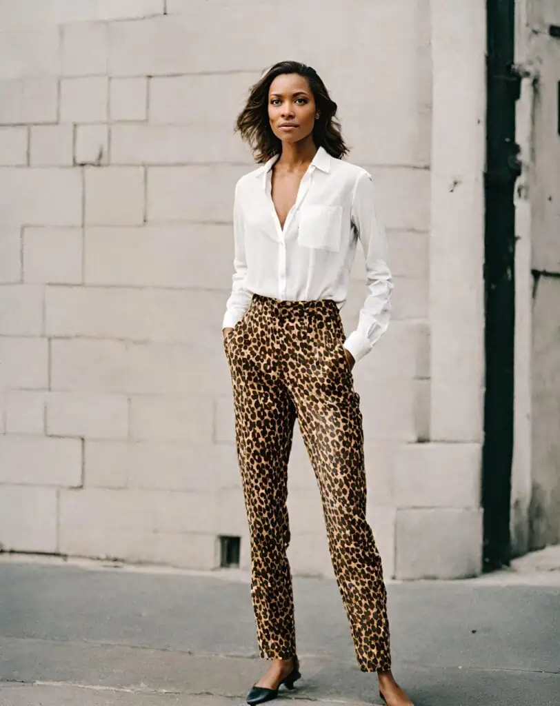 Leopard pants With a white button-down