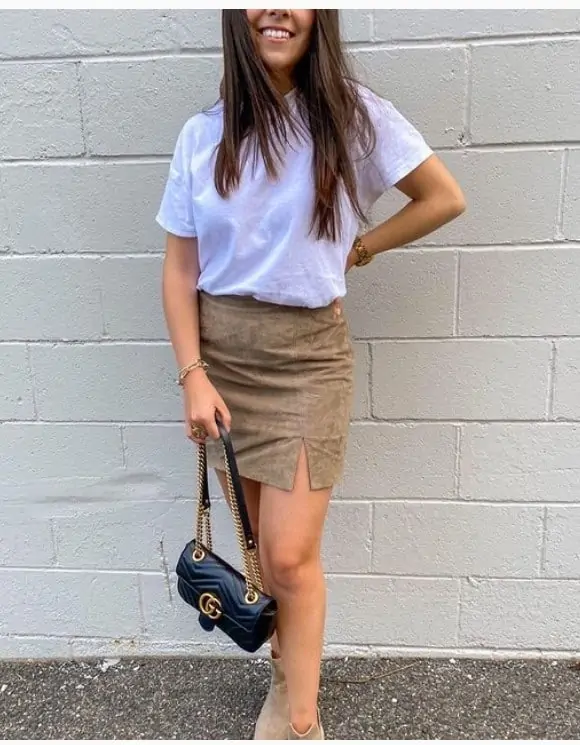 How to wear suede mini clearance skirt