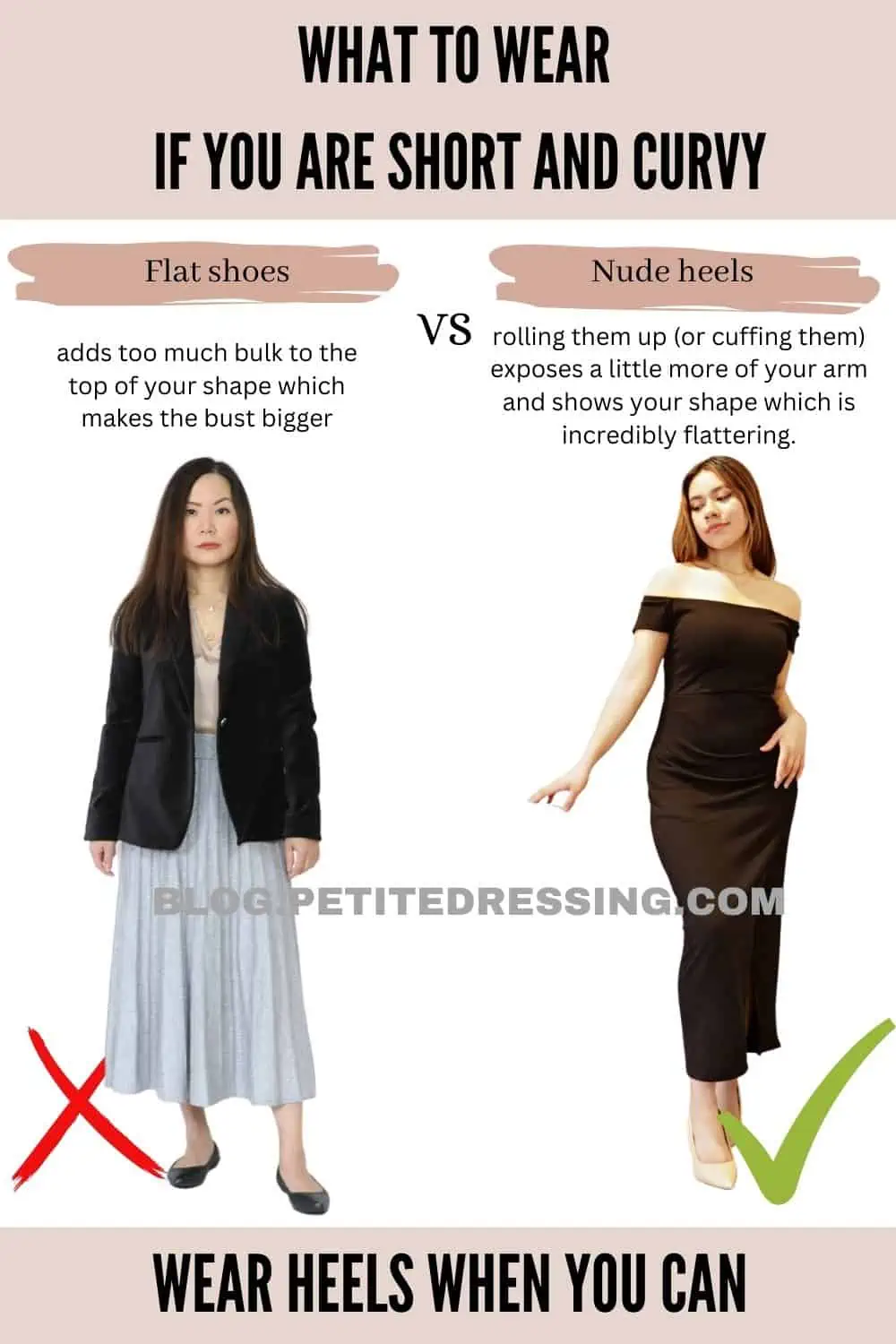 How to dress if you're short in height (petite) and curvy