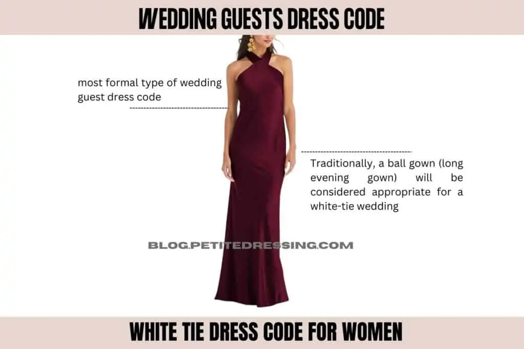 White tie dress code for women-wedding guests