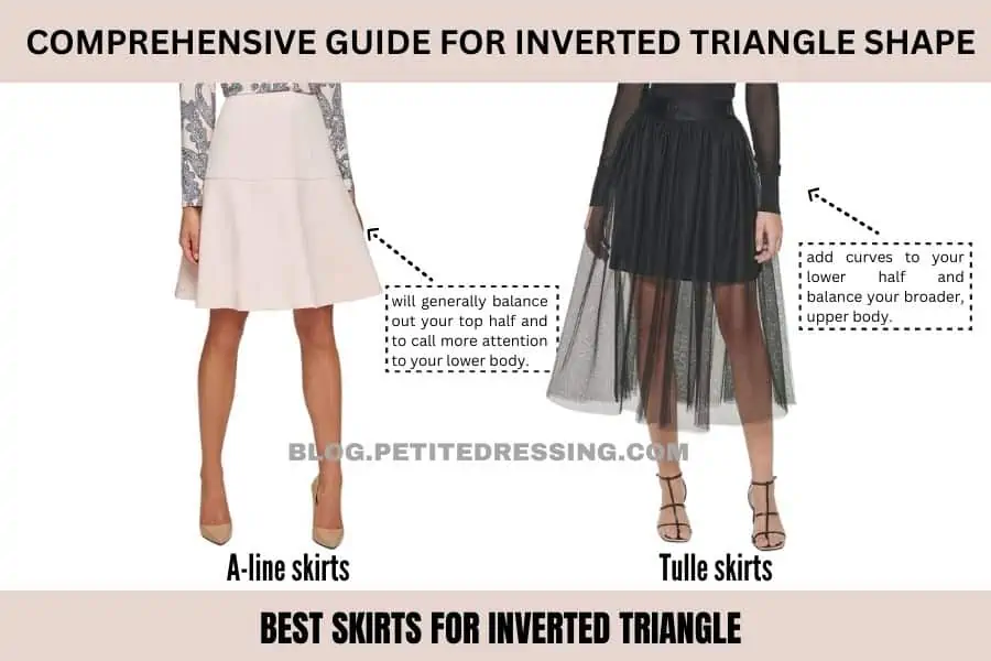 A-line skirts are pretty good for the pear shape body #outfitideas #pe, inverted triangle body shape outfits