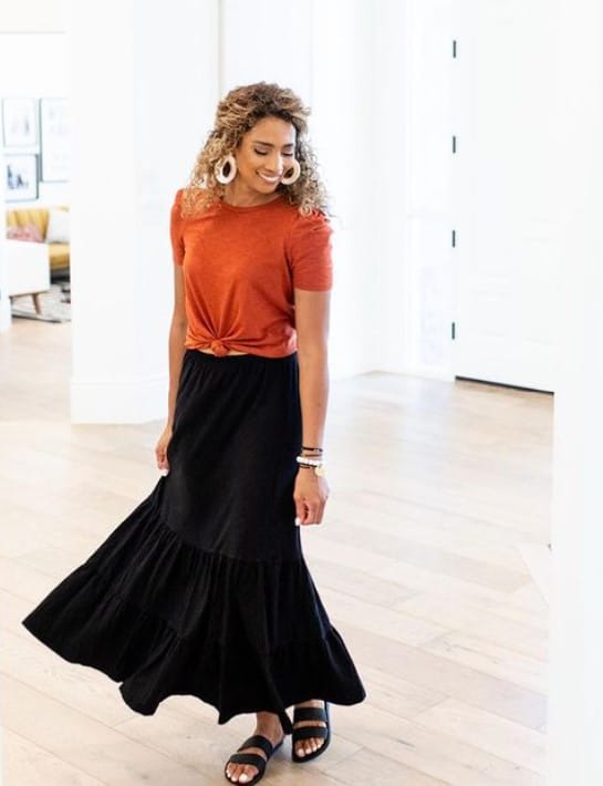 best maxi skirt outfits