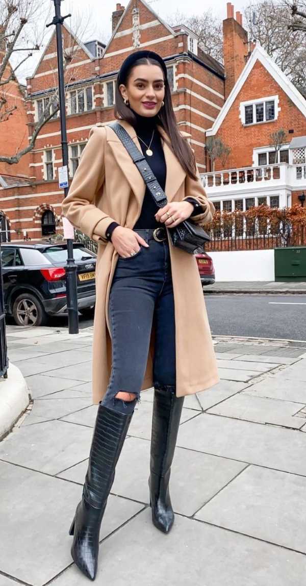 what to wear with beige knee high boots