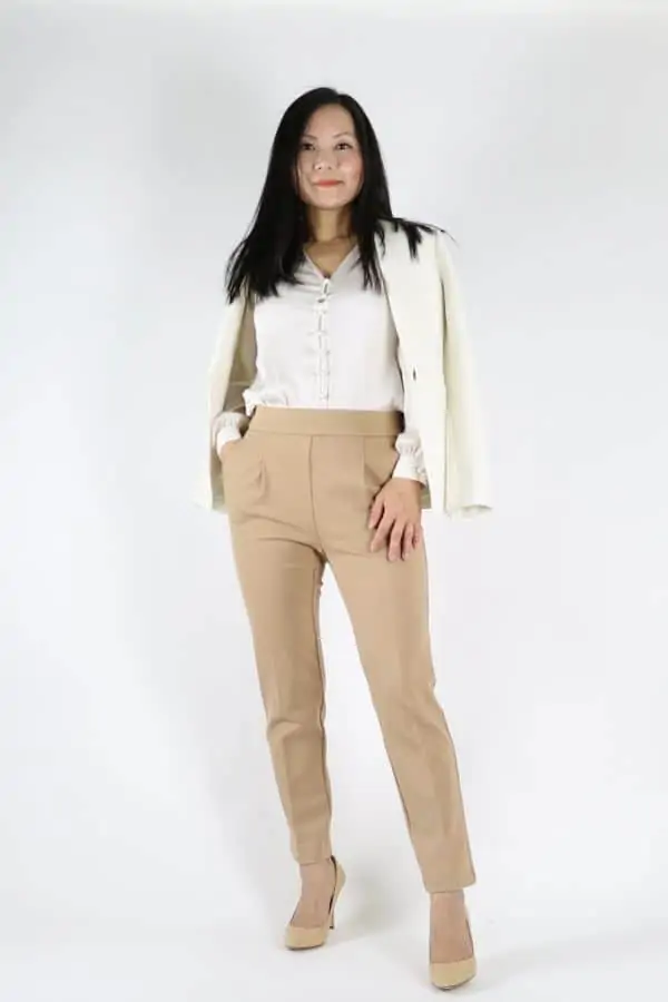 Brixton Victoria Tan Cream Corduroy Straight Leg Pants