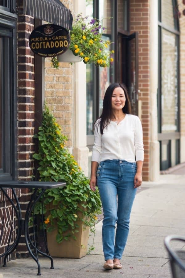 simple top and jeans