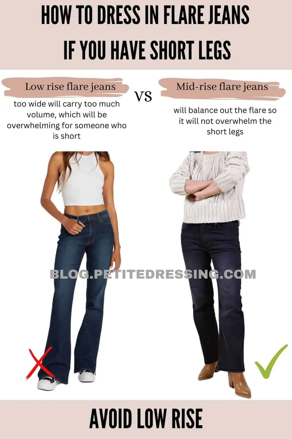 7 Tips to Wearing Flare Jeans if you have short legs - Petite Dressing