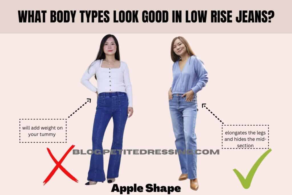 Body Types that should be Cautious with Low-Rise Jeans-Apple Shape