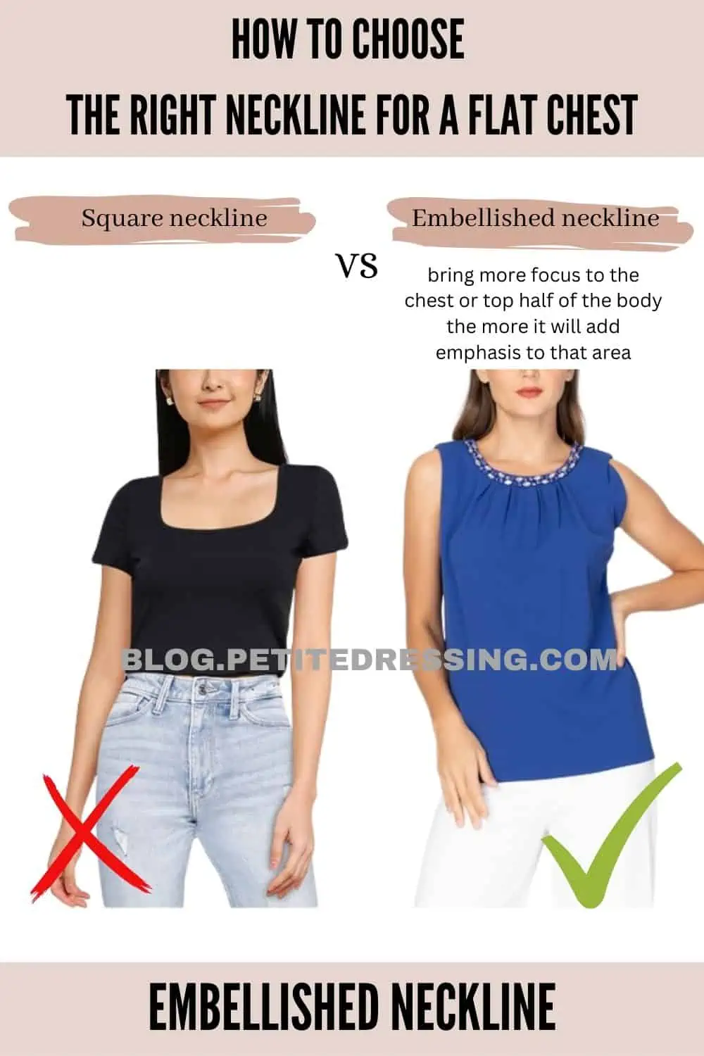 How to Choose the Right Neckline for a Flat Chest - Petite Dressing