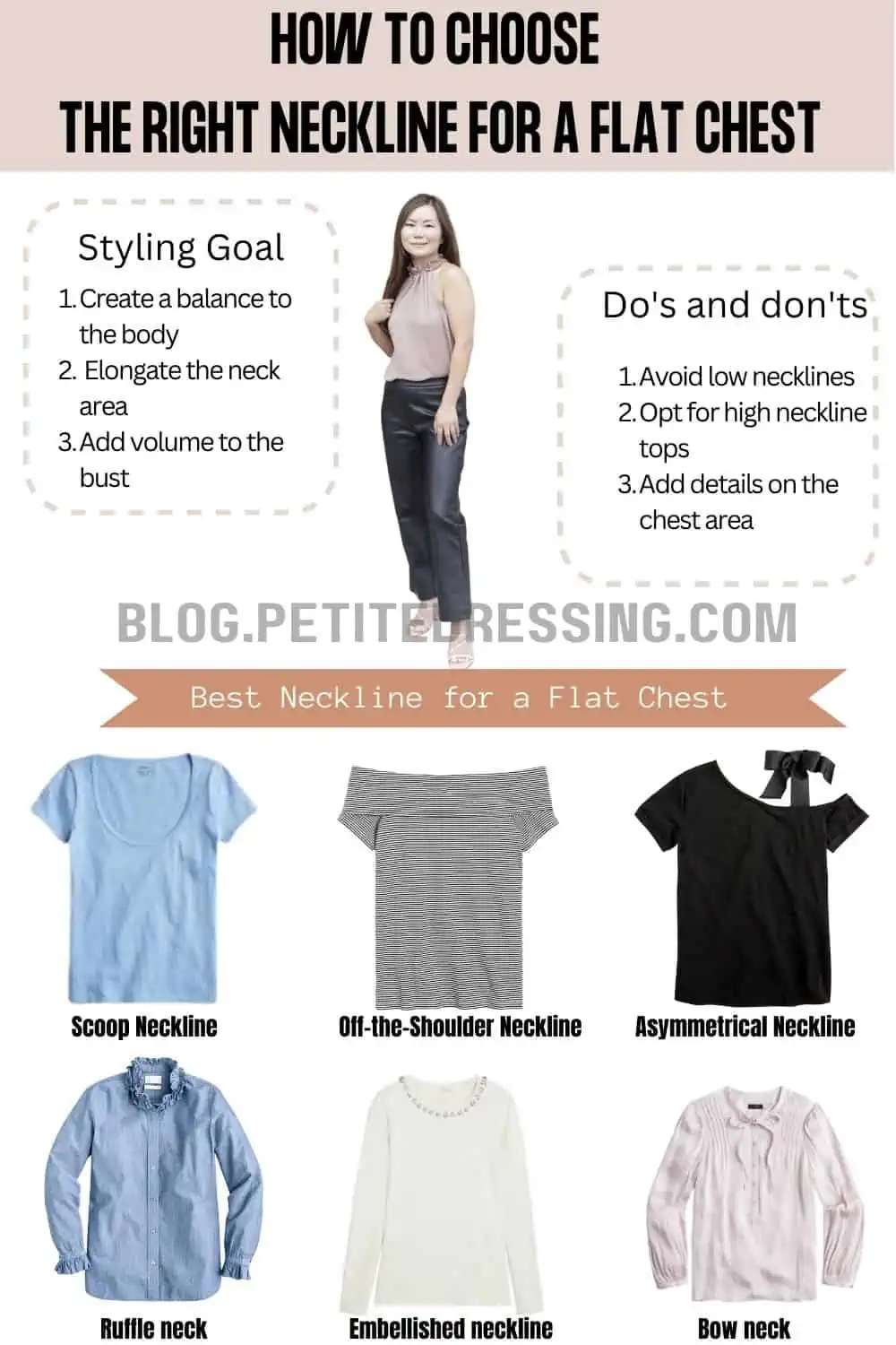 How to Choose the Right Neckline for a Flat Chest - Petite Dressing